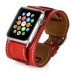 3 In 1 Bundle Genuine Leather Wrist Strap Watch Band Double Tour Bracelet Replacement For Apple Watch 42 mm - Red