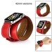 3 In 1 Bundle Genuine Leather Wrist Strap Watch Band Double Tour Bracelet Replacement For Apple Watch 42 mm - Red