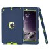 3 In 1 Fashion Silicone And Plastic Hybrid Case For iPad Air ( iPad 5 ) - Blue Silicone/ Green PC