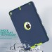 3 In 1 Fashion Silicone And Plastic Hybrid Case For iPad Air ( iPad 5 ) - Blue Silicone/ Green PC