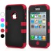 3 In 1 Heavy-Duty Impact Hybrid Silicone Hard Case Cover For iPhone 4 / 4S