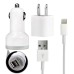 3 In 1 High Quality US Plug Car Travel Charger Kit For iPhone 5 iPad Mini iPod Nano 7 - White