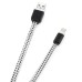 3M Durable Nylon Braided Lightning USB Cable Charger And Data Sync Cable Fabric Woven Charging Cord For iPhone 6 iPhone 5s/5c/5 iPad Mini - White