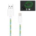 3M Luminous 8 Pin Charging Sync Lightning Cable for iPhone 6 iPhone 5/5s iPad Mini iPod - Blue