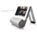 3 in 1 Foldable Metal Speaker Stand Power Charger For iPad/iPhone/iPod - Silver