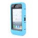 3 in 1 Shock-Absorption 360 Degree Rotating Finger Ring Stand Silicone And Plastic Hybrid Stand Case Cover for iPhone 4 iPhone 4S - Blue