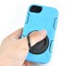 3 in 1 Shock-Absorption 360 Degree Rotating Finger Ring Stand Silicone And Plastic Hybrid Stand Case Cover for iPhone 4 iPhone 4S - Blue