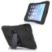 3 in 1 Shockproof Silicone & Plastic Hybrid Stand Defender Case Cover for iPad Mini 1/2/3 - Black