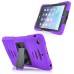 3 in 1 Shockproof Silicone & Plastic Hybrid Stand Defender Case Cover for iPad Mini 1/2/3 - Purple