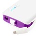 4800 mAh 2 Ports Portable Backup External Battery Power Bank With Led Light Indicator And USB Charging Cable For Smartphone/Tablet/Mp3/MP4 - Purple