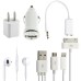5 In 1 Car Charger US Charger Lightning Stereo Headset Audio Splitter Travel Kit For iPhone iPod Touch - White