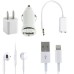 5 In 1 Car Charger US Charger Lightning Stero Headset Audio Splitter Travel Kit For iPhone 5 - White