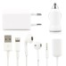 5 In 1 Travel Power Kit Car Charger / EU Plug / Audio Splitter / Earphone / 8 Pin to USB Data Cable For iPhone iPod - White