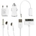 5 in 1 Car Travel Charger Kit Accessories for iPhone 4S/4G/3GS/3G Series - EU Plug (White)