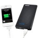 8000 mAh 2 Port Wood Grain External Charging Power Bank with LED Indicator for Smartphones - Black