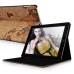 Antique World Map Pattern Folio Stand Leather Case Cover For iPad 2 / 3 / 4 - Brown