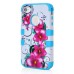 Beautiful Rose Pattern Plastic with Silicone Hybrid Case for iPhone 4 iPhone 4S - Light Blue