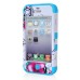 Beautiful Rose Pattern Plastic with Silicone Hybrid Case for iPhone 4 iPhone 4S - Light Blue