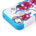 Beautiful Rose Pattern Plastic with Silicone Hybrid Case for iPhone 4 iPhone 4S - Light Blue