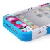 Beautiful Rose Pattern Plastic with Silicone Hybrid Case for iPhone 4 iPhone 4S - Light Blue