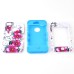 Beautiful Rose Pattern Plastic with Silicone Hybrid Case for iPhone 4 iPhone 4S - Light Blue