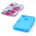 Beautiful Rose Pattern Plastic with Silicone Hybrid Case for iPhone 4 iPhone 4S - Light Blue