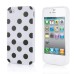 Black Polka Dots Pattern TPU Case for iPhone 4  iPhone 4S - White