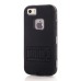 Black Silicone and PC Hybrid Case with Built-in Stand for iPhone 5/5s - Black