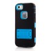 Black Silicone and PC Hybrid Case with Built-in Stand for iPhone 5/5s - Blue