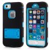 Black Silicone and PC Hybrid Case with Built-in Stand for iPhone 5/5s - Blue