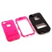 Black Silicone and PC Hybrid Case with Built-in Stand for iPhone 5/5s - Magenta