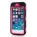 Black Silicone and PC Hybrid Case with Built-in Stand for iPhone 5/5s - Magenta