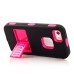 Black Silicone and PC Hybrid Case with Built-in Stand for iPhone 5/5s - Magenta