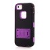 Black Silicone and PC Hybrid Case with Built-in Stand for iPhone 5/5s - Purple