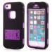 Black Silicone and PC Hybrid Case with Built-in Stand for iPhone 5/5s - Purple