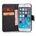 Bling Rhinestone Magnetic Folio Leather Case with Card Slot for iPhone 6 4.7 inch - Black