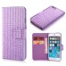 Bling Rhinestone Magnetic Folio Leather Case with Card Slot for iPhone 6 4.7 inch - Purple