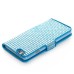 Bling Rhinestone Magnetic Folio Leather Case with Card Slot for iPhone 6 Plus - Light Blue