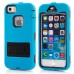 Blue Silicone and PC Hybrid Case with Built-in Stand for iPhone 5/5s - Black