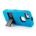 Blue Silicone and PC Hybrid Case with Built-in Stand for iPhone 5/5s - Black