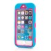 Blue Silicone and PC Hybrid Case with Built-in Stand for iPhone 5/5s - Magenta