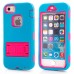 Blue Silicone and PC Hybrid Case with Built-in Stand for iPhone 5/5s - Magenta