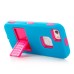 Blue Silicone and PC Hybrid Case with Built-in Stand for iPhone 5/5s - Magenta