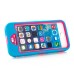 Blue Silicone and PC Hybrid Case with Built-in Stand for iPhone 5/5s - Magenta