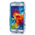 Branch Pattern Silicone And PC Back Case With Stand And Touch Through Screen Protector For Samsung Galaxy S5 G900 - Blue