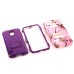 Branch Pattern Silicone And PC Back Case With Stand And Touch Through Screen Protector For Samsung Galaxy S5 G900 - Purple