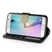 Bright Color Sheepskin Bling Rhinestone Decorated Leather Case Stand Cover with Card Holder for Samsung Galaxy S6 Edge - Black