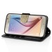 Bright Color Sheepskin Bling Rhinestone Decorated Leather Case Stand Cover with Card Holder for Samsung Galaxy S6 G920 - Black