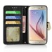 Bright Color Sheepskin Bling Rhinestone Decorated Leather Case Stand Cover with Card Holder for Samsung Galaxy S6 G920 - Black