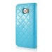 Bright Color Sheepskin Bling Rhinestone Decorated Leather Case Stand Cover with Card Holder for Samsung Galaxy S6 G920 - Light Blue